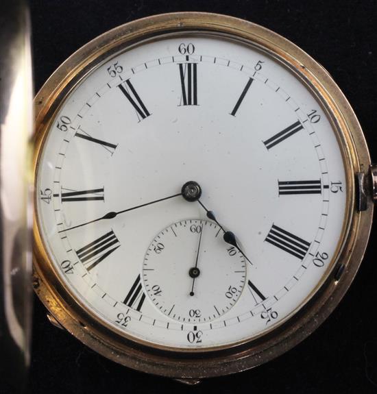 A 19th century high carat gold continental keyless half hunter pocket watch,